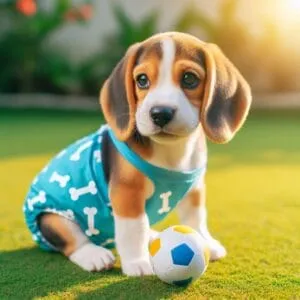 cagnolina beagle col pannolino