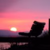sunset, dusk, evening, solitudine, panchina vuota