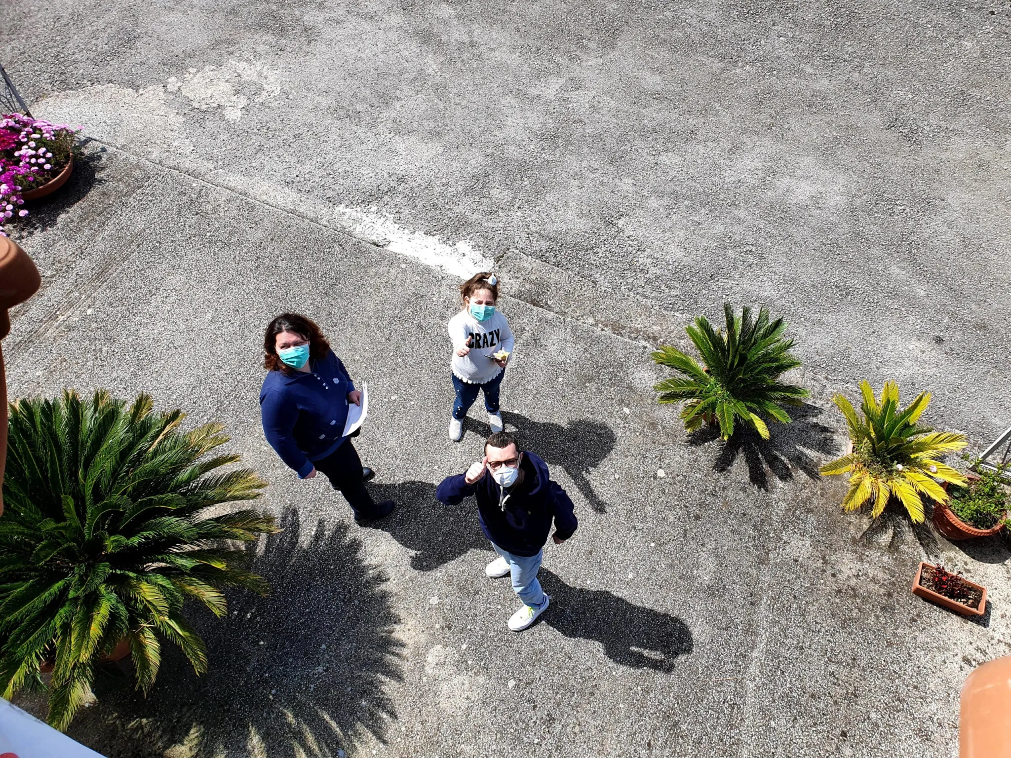 Eugenio, Francesca e Giuseppina dall'alto