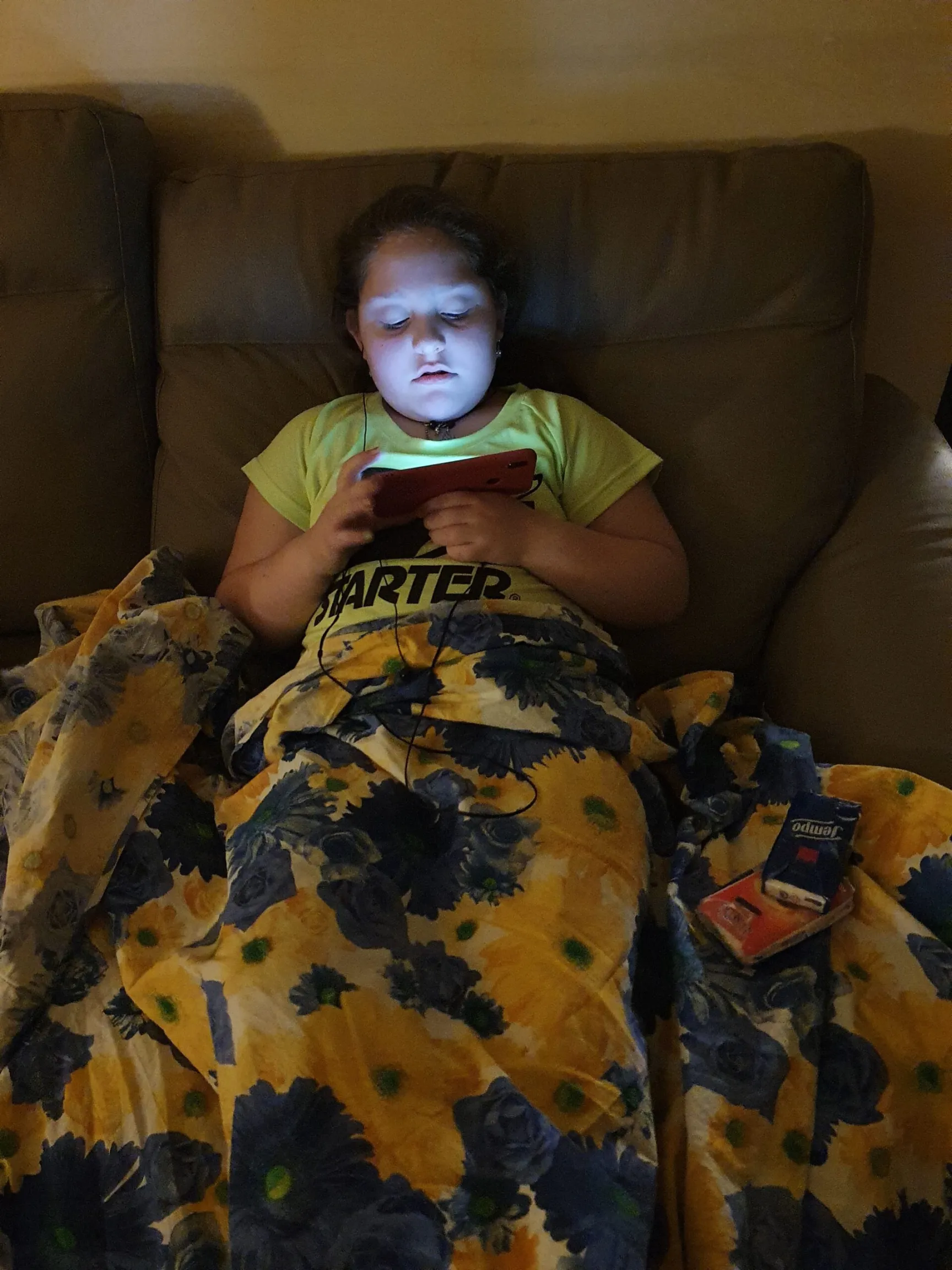 Francesca guarda video sul divano