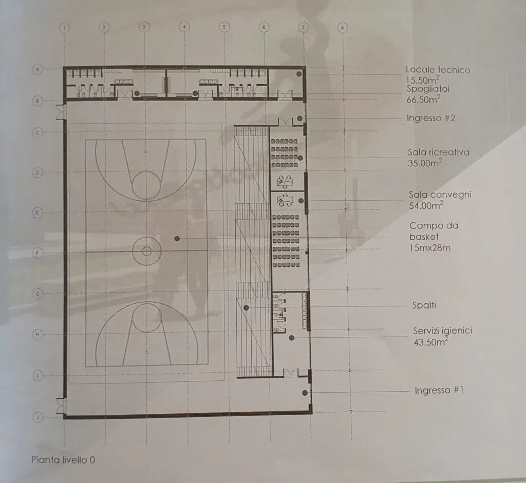 pianta centro polisportivo Eugenio Ruberto