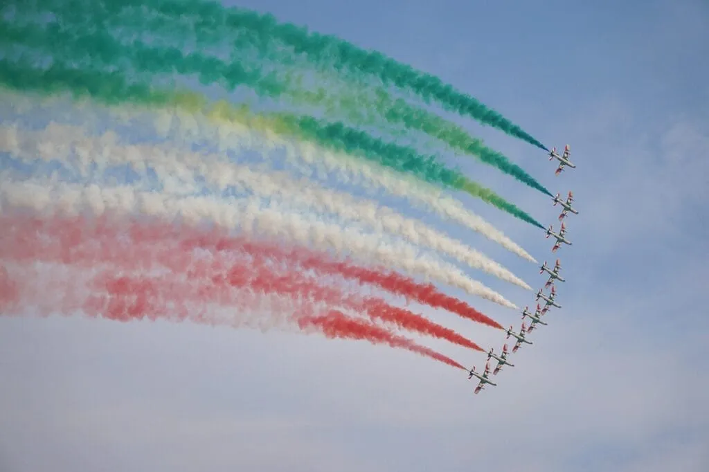 Verde, bianco, rosso frecce tricolori