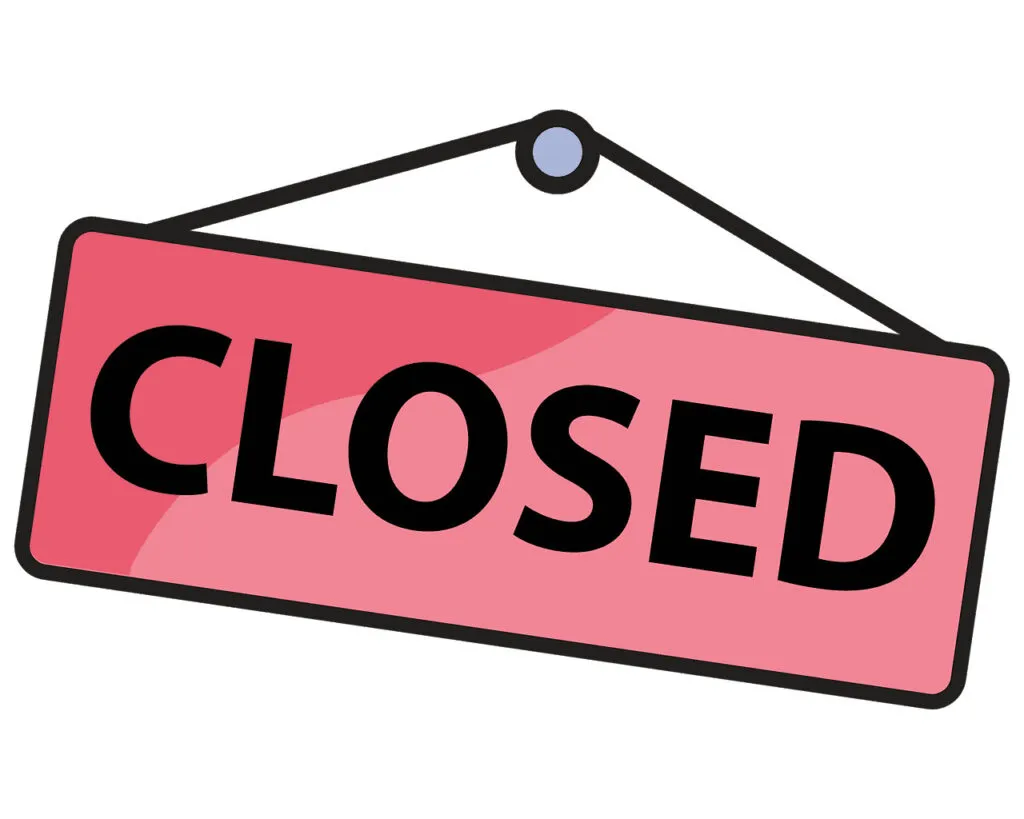 insegna chiuso