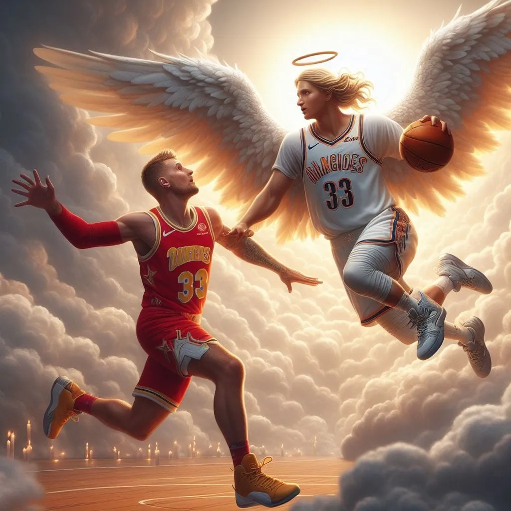 angeli che giocano a basket