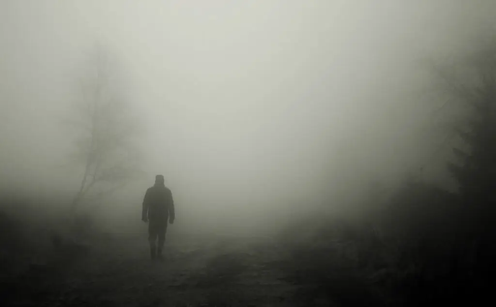 camminare nel buio, nebbia