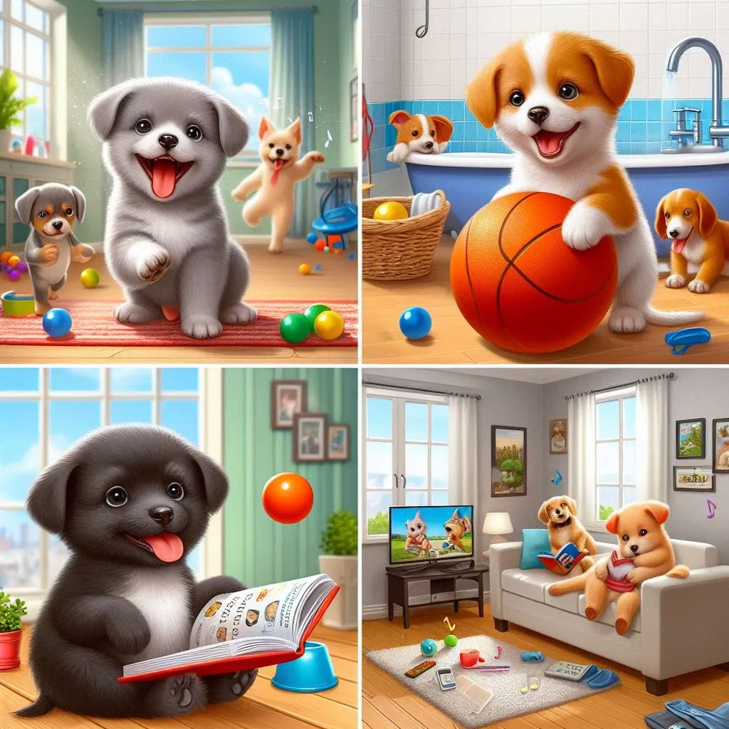 5 cagnolini assaltano la ciotola