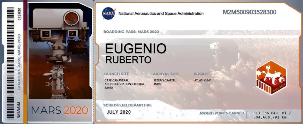 il biglietto di Eugenio della Nasa per Marte
