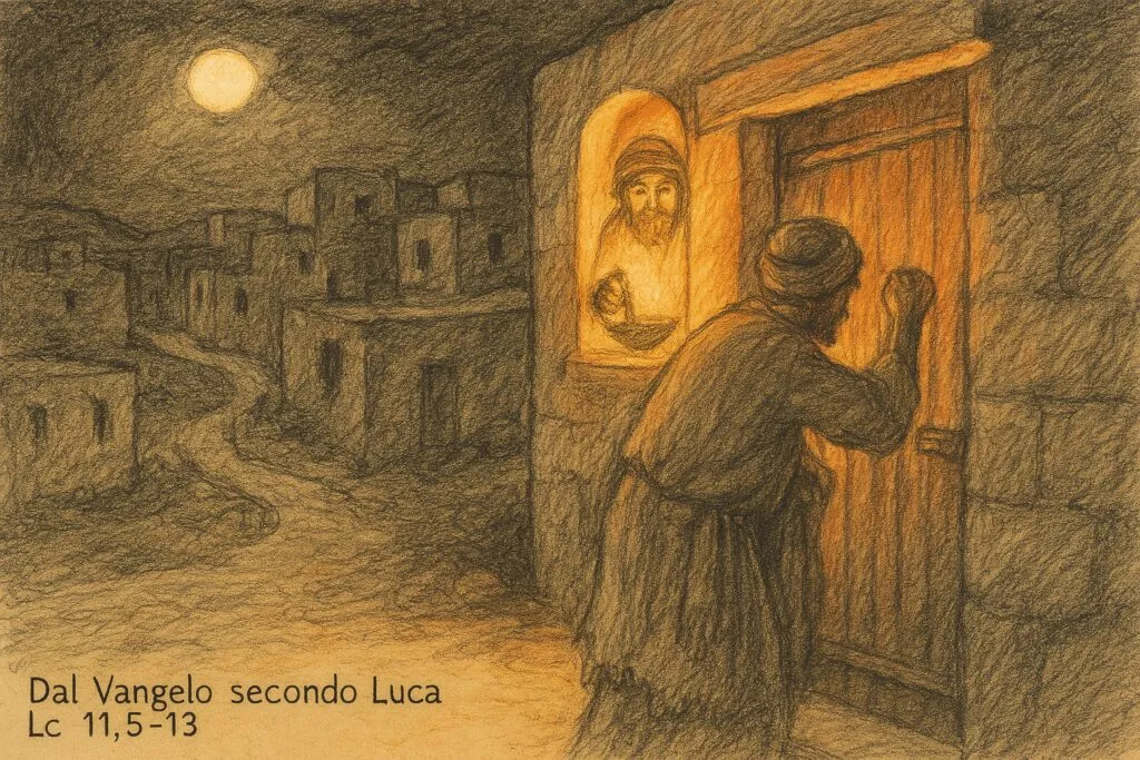 parabola dell’amico importuno, tratto dal Vangelo secondo Luca (Lc 11,5-13)