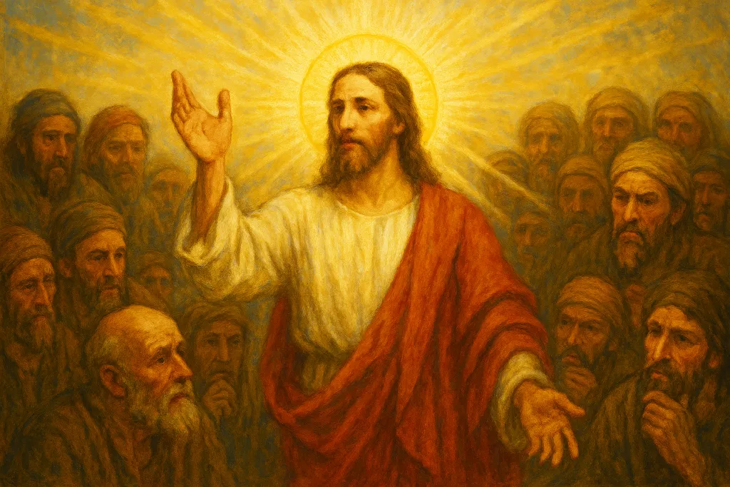 Gesù mentre parla al popolo, con una parabola