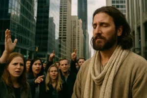 Gesù fra la folla che chiede un segno