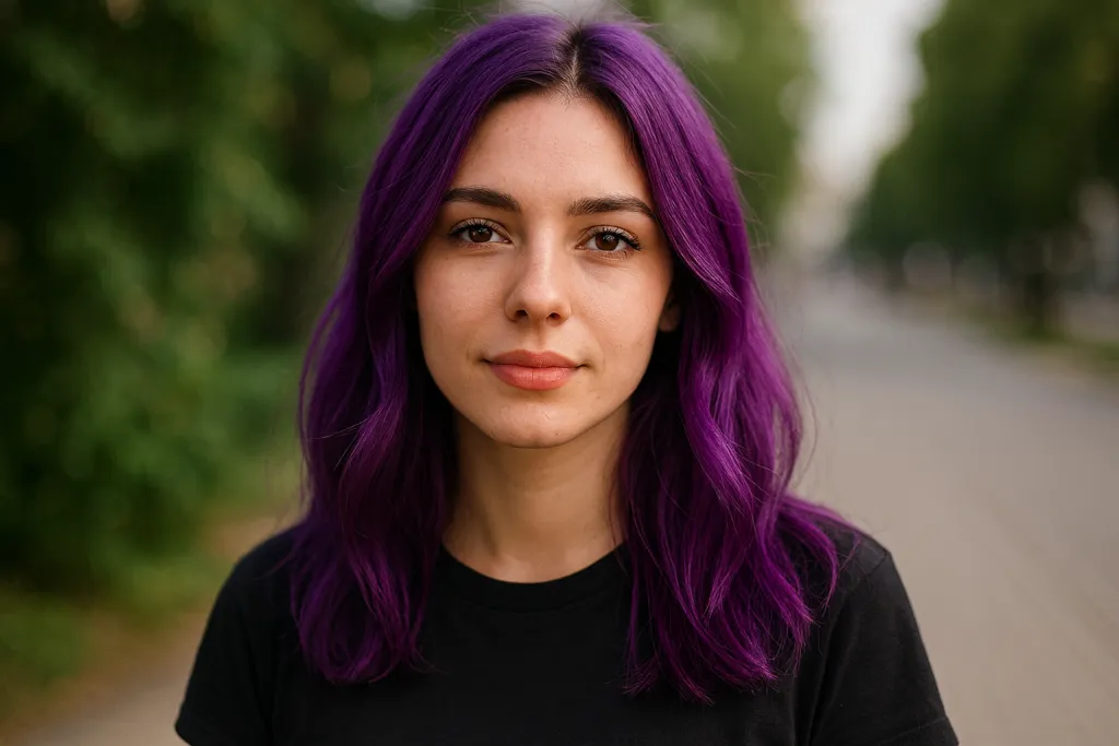 Matilde con i capelli viola