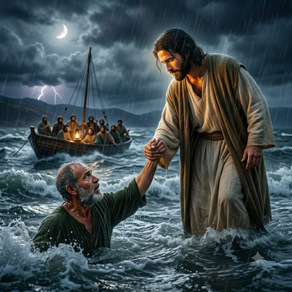 Gesù salva dal mare in tempesta