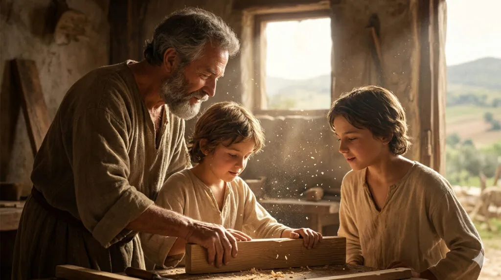 San Giuseppe e Gesù, al lavoro