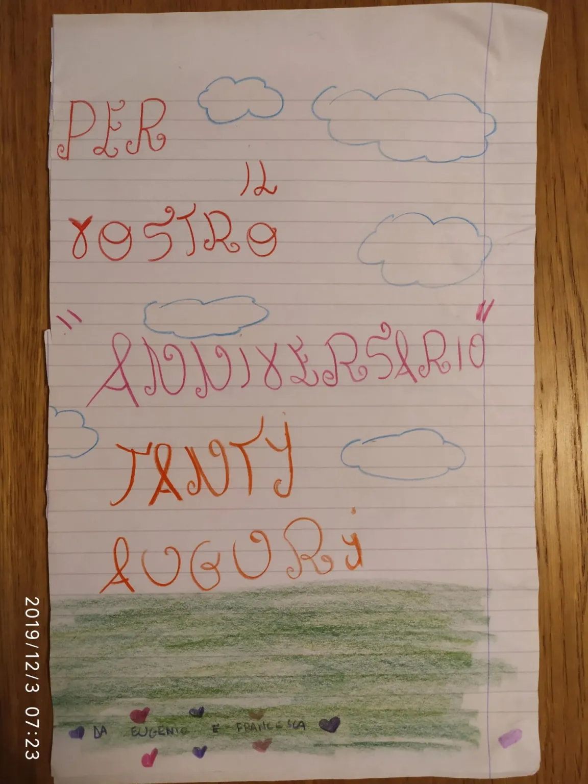 letterina per anniversario