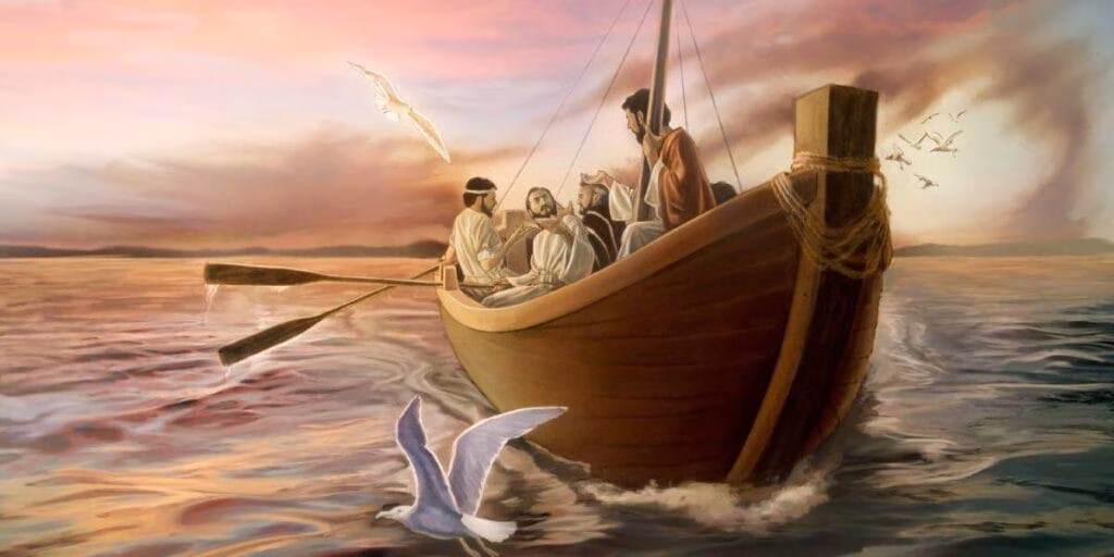 Gesù sulla barca con i discepoli
