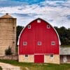 wisconsin, red barn, silo, silos