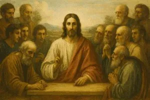 Ecco l'immagine ispirata al passo del Vangelo secondo Luca 9,18-22, in cui Gesù interroga i suoi discepoli sulla sua identità e Pietro proclama: «Tu sei il Cristo di Dio».