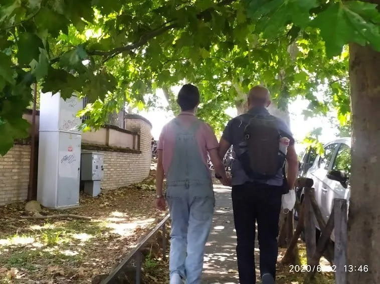 Eugenio e papà in salita al Gianicolo