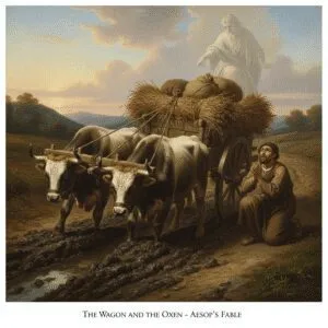 il carro e i buoi di Esopo