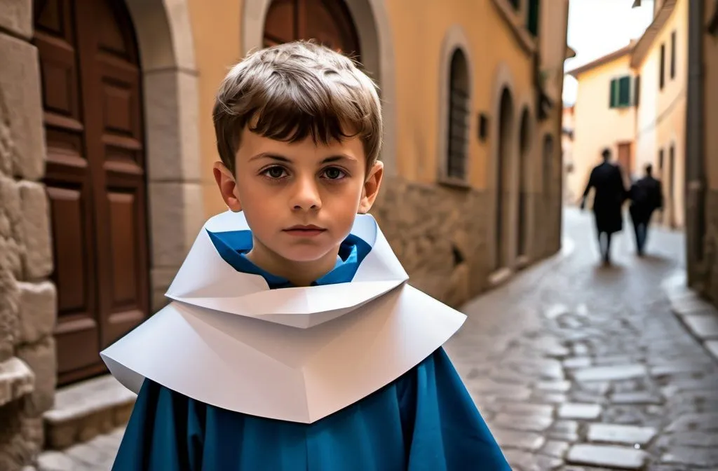 bimbo vestito come San Martino