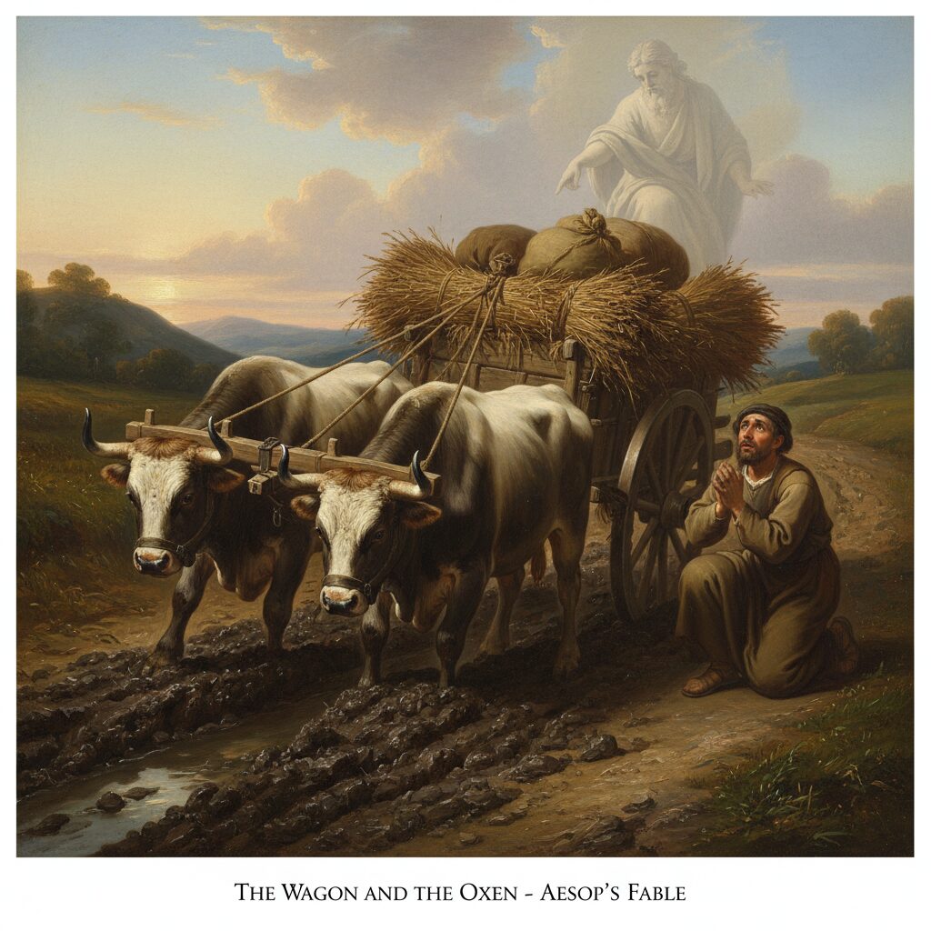 il carro e i buoi di Esopo
