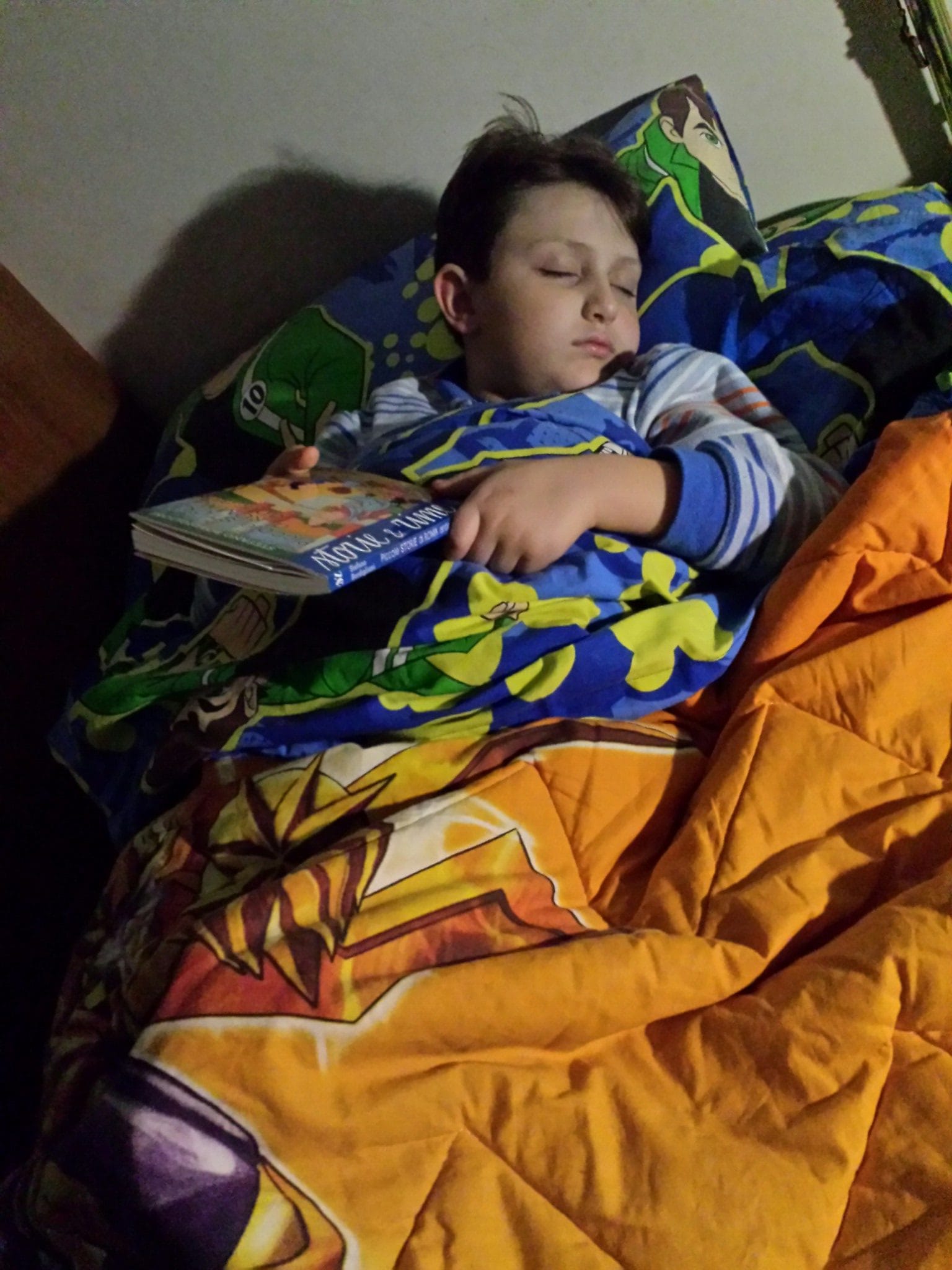 Eugenio dorme con il libro in mano nel 2014