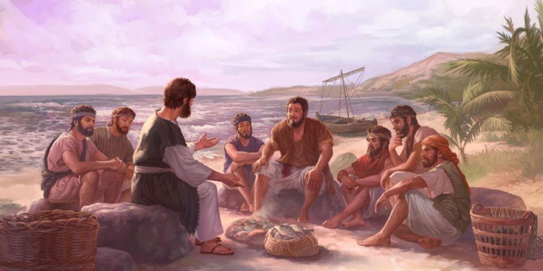 Gesù parla ai discepoli in riva al mare