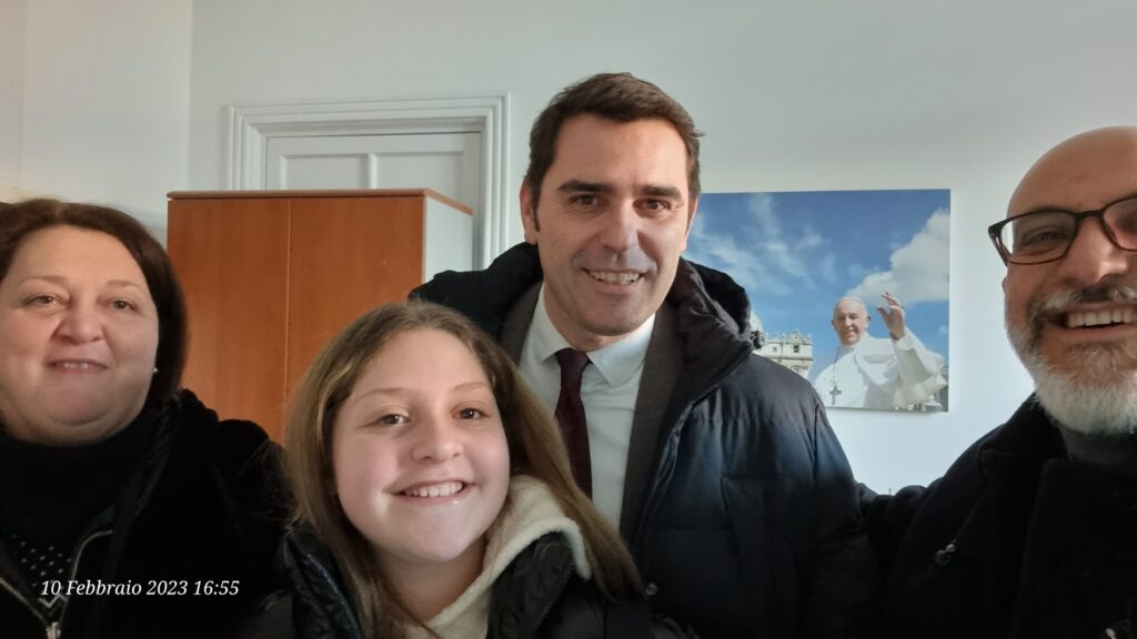 Giuseppina, Francesca, Alessandro Gisotti and Remigio at Vatican News