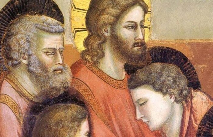 любимый ученик кладет голову на грудь Иисуса - Джотто