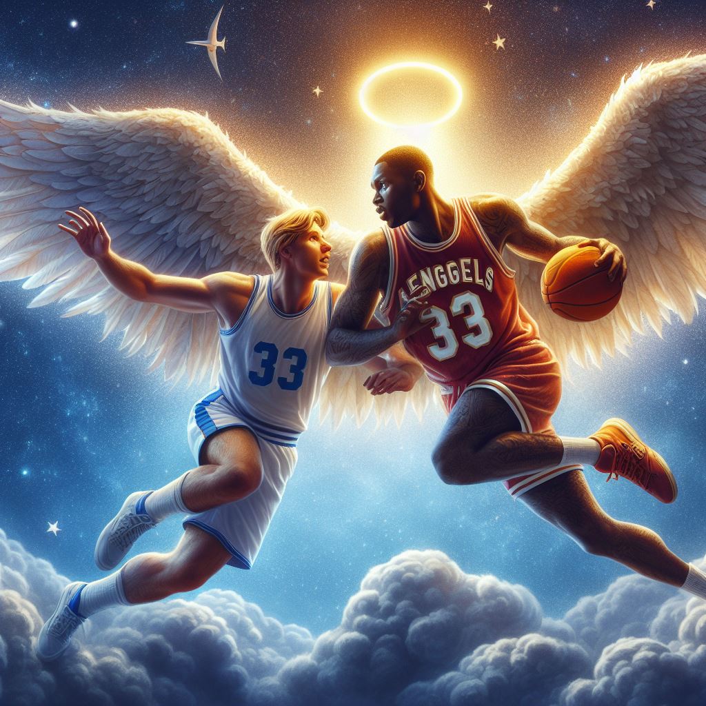 angeli che giocano a basket