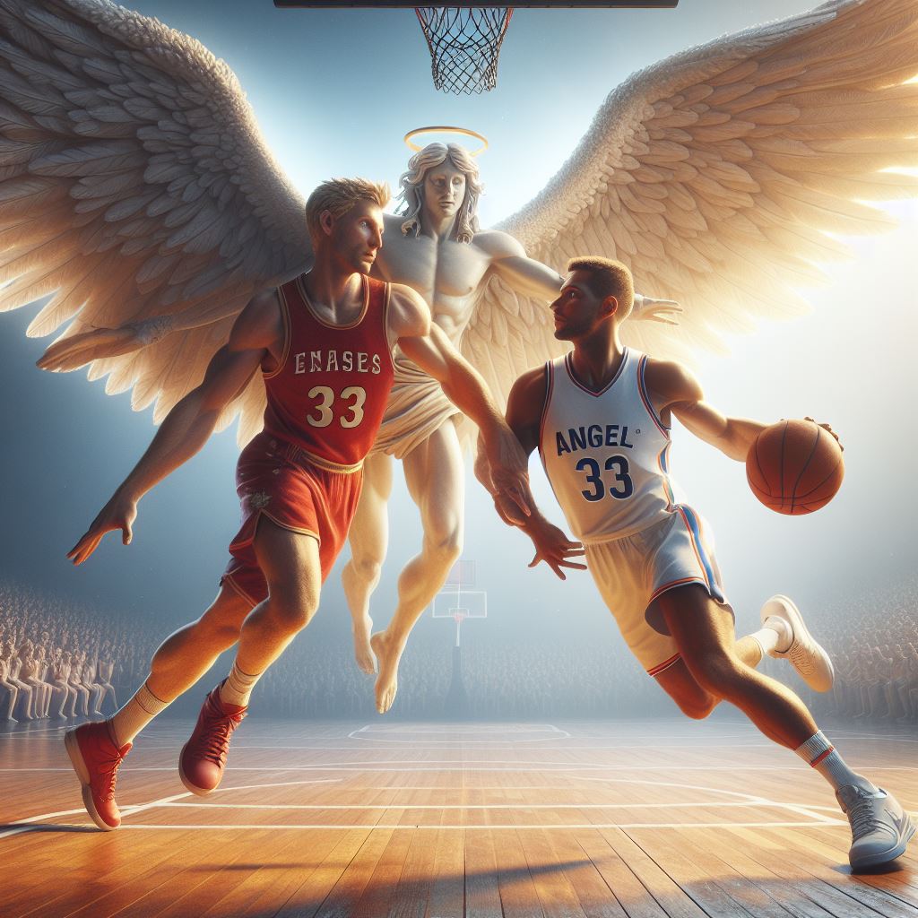 angeli che giocano a basket