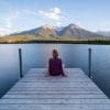 jetty, woman, sitting, calma, relax, quiete