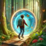 un ragazzo che entra in un portale magico