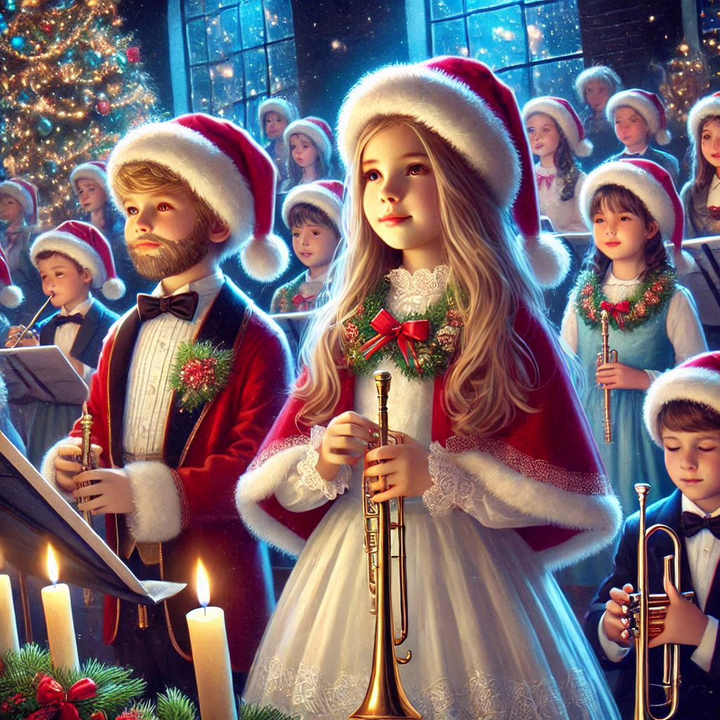 un concerto musicale di natale di ragazzi di scuola media come una fotografia