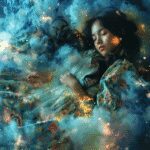 ai generated, girl, child, female, childhood, young, cute, brunette, dream, clouds, night, imagination, sky, dreaming, sleep, sleeping, dreams, space, galaxy, universe, stars, asleep, night sky, pajamas, bed, dream, dream, dream, dream, dream, nature, dreaming, dreaming, sleep, sleep