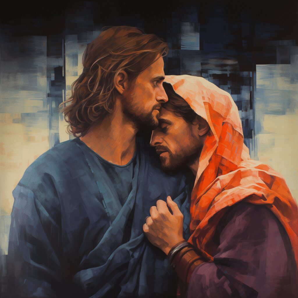 ai generated, jesus, judas, bible, men, arab, art, portrait