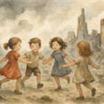 bambini che giocano malgrado la guerra, resilienza