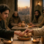 Giuda intinge nel piatto con Gesù