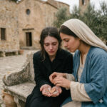 donna che mette insieme i frammenti
