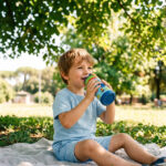 Calo di pressione e caldo - bambino con borraccia