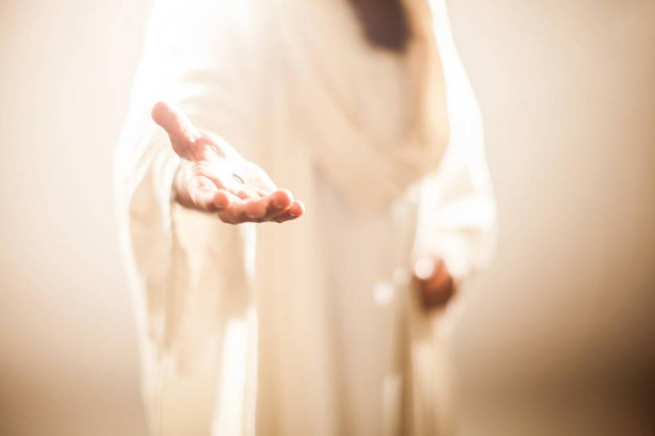 Jesus streckt seine Hand aus: Herr schütze mich!